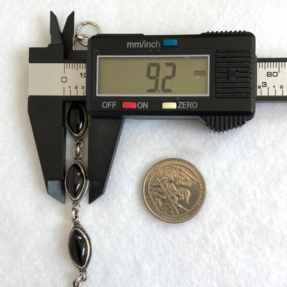 Sterling Silver Southwest Style Marquise Black Onyx Link Bracelet 6"-6.75" - Picture 13 of 16